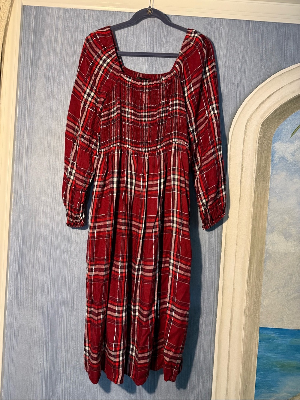 Lane Bryant Plaid Maxi Dress in Red & Black Size 14/16 Like New